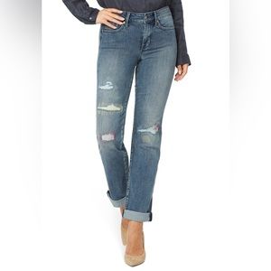 NYDJ Marilyn Straight Jeans with Multicolor Thread Detail - Clean Monet